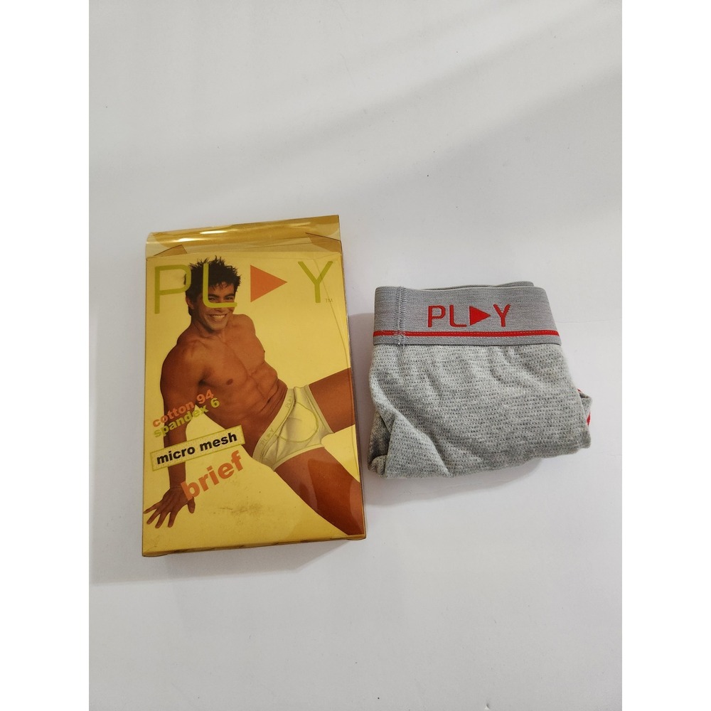 PLAY Intimo Underwear Briefs Gray Micro Mesh Cotton Spandex Vintage Size S
